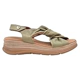 Paula urban - Sandalias de Cuña 24-335 de Piel Color Kaki para Mujer - Calzado Cómodo y Ajustable - Cuero para: Mujer Color: Sunset Kaki Talla: 40