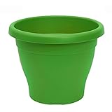 Fabricada en plástico de gran calidad, Con agujeros para drenar el agua, Color verde, Capacidad de 23 litros, Dimensiones: 40 cm de diámetro y 31 cm de alto.