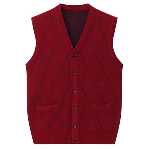 Men's Cashmere 100% Knitted Cardigan V-Neck Sleeveless Vest Knitwear Knitted Waistcoat Sweater Cardigans Tank Tops