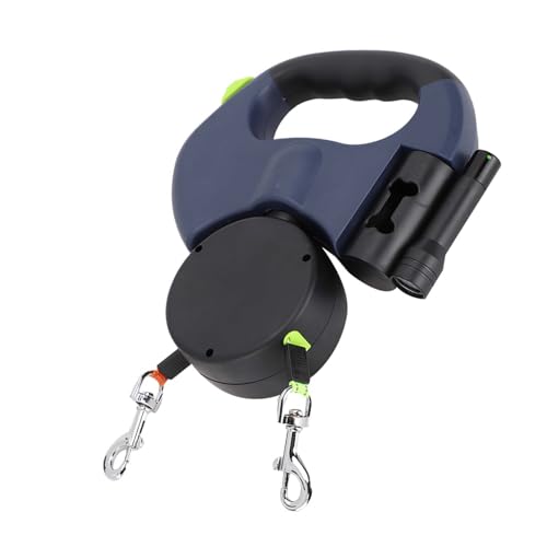 Laisse pour chien à double tête rétractable extensible en nylon robuste