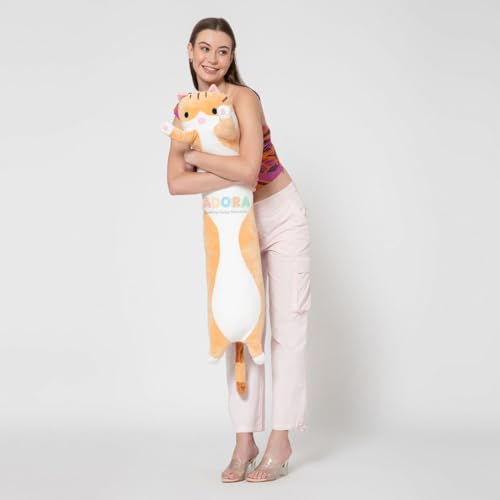 Image of ADORA Plush Cartoon Kitty -100cm Orange Sleeping Hugging Pillow, Cuddly Soft Long Cat Body Pillow for Girls Kids cat Soft Toy