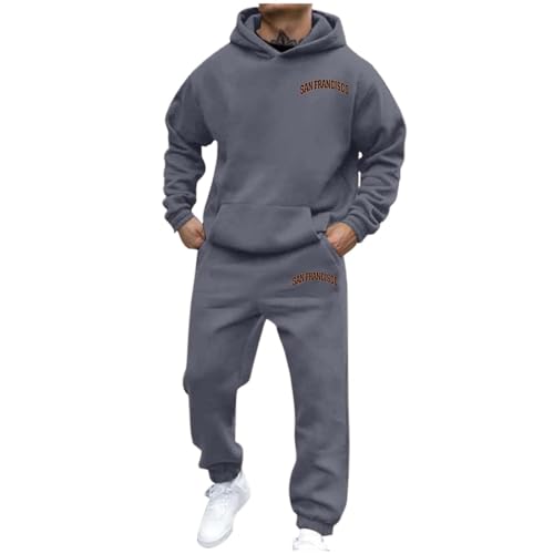 Generisch 2025 Moda de Otoño e Invierno para Hombre y Mujer Casual Letras Impresión de Letras Conjunto de Sudadera Deportiva Manga Larga Sudadera Hombre Skater, gris, XL
