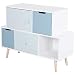 Produktbild HOMCOM Kinderzimmer Schrank, Kinderschrank mit 3 Schubladen, Aufbewahrungsregal, Kieferholz, MDF, Blau, 105 x 40 x 81 cm