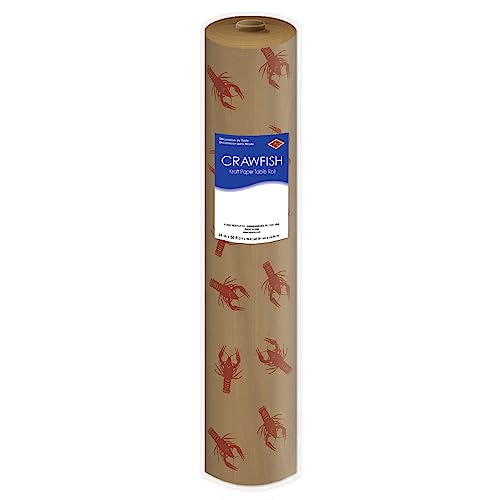 Beistle Crawfish Kraft Paper Table Roll – Brown with Random Red Crawfish Print for Southern-Themed Parties, Rustic Seafood Boils and Cajun Celebrations, Mardi Gras Party Table Cover, 24” x 50’ by Beistle - Image 4