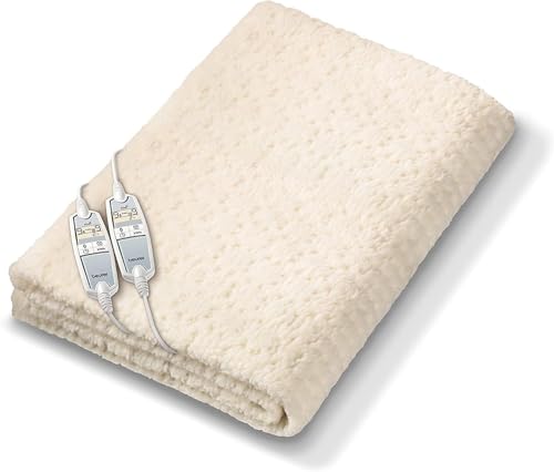 Beurer UB 86 Teddy, Coprimaterasso termico in peluche, scaldaletto Matrimoniale, con 2 diverse Zone Termiche e 2 Aree di Calore (corpo e piedi) regolabili Separatamente, dimensioni 150 x 160 cm