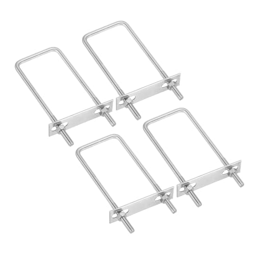 Image of PATIKIL M8x60x160mm Square U-Bolts Kit, 4Set 304 Stainless Steel Square U Shaped Bolts Replacement Parts with Frame Plates and Nuts for Ski Board Sailboat Trailer