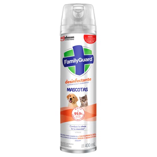 Mejores precios y opiniones de Limpieza Profesional desinfectante - los mas comprados. 31 Family Guard Desinfectante de Superficies y Ambientes en Aerosol, Combate los Olores de Mascotas, Aroma Cítrica, 400mL