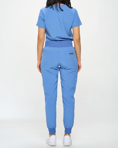 Image of Monarch Uniforms Slim Fit Stretchy Scrubs Women's Jogger Scrub Set Slim Jogger Scrubs with Tuck-In Top for Women