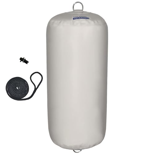 Hauraki Fenders Inflatable Boat Fenders for Boats and Yachts, Built Tough, Heavy Duty PVC with Extra Strong D-Ring Attachments - Light Gray - Fatboy by Hauraki Fenders - Used condition - US$119.63