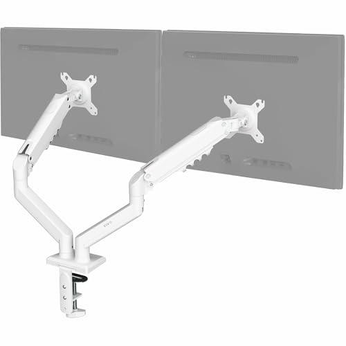 VIVO Aluminum Articulating Dual Monitor Arm for 13 to 30 inch Screens, Desk Mount Tension Spring Monitor Stand for 2 Screens, White, STAND-V102OW