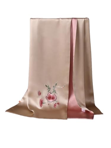 Écharpe longue en soie brodée main pour femme HangErFeng 1231 foulard de luxe