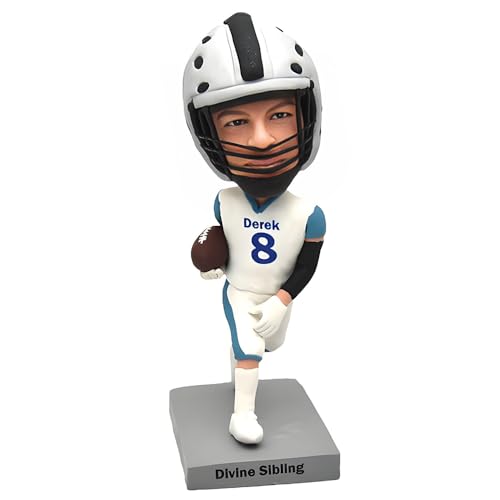 MEJELE Custom Football Player Bobblehead, #8 Jersey, Handmade Rugby Figurine, Personalized Birthday Gift, Standing on Base Office Decoration