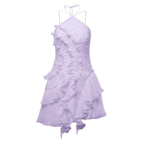 Robe de cocktail plissée fluide à volants soirée élégante