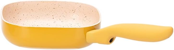 Square Non-Stick Frying Pan Egg Pan with Lid Pancake Kitchen Milk Soup Pot (Pink 4.5 * 16.7CM) (Yellow 4.5 * 16.7CM)