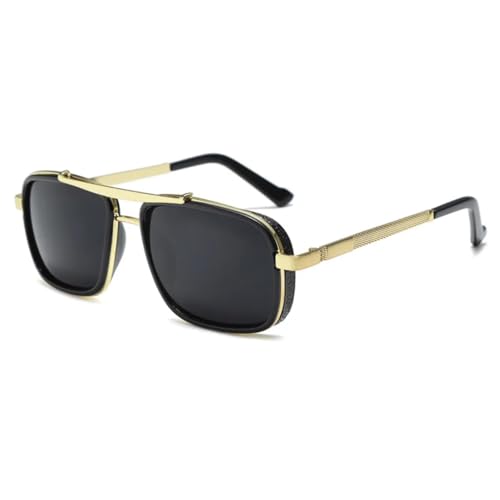 Lunettes de soleil Steampunk en métal UV400 pour homme et femme tendance