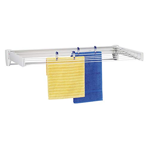 Leifheit 83100 Telefix 100 Wall Mount Retractable Clothes Drying Rack | 8 Drying Rods | White (Renewed)