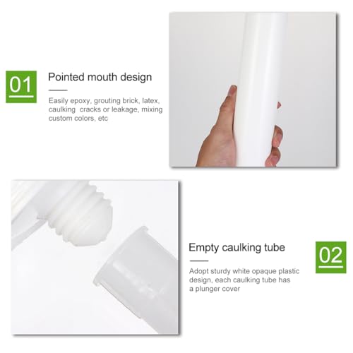 DOITOOL Leere Silikonkartusche, 6 Stück, leer, Silikon-Kartusche, Pressrohr für Fugenmörtel, Fliesen, Fugenmörtel, Werkzeug, Zement, stechend, Kunststoff