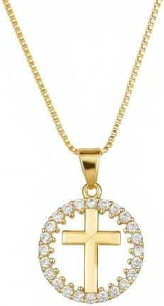 EtherealEdge Cross Necklace for Women Dainty Simple 14K Gold Cross Necklace Faith Cross Jewelry Trendy Gold Jewelry Gifts for Women