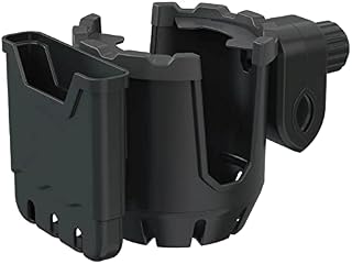 Stroller Cup Holder and Phone Holder, 360° Adjustable Universal Pushchair/Pram Cup Holder, Baby Bottle Organizer for Stroller, Drink and Coffee Cup Holder with Phone Storage Box, Black