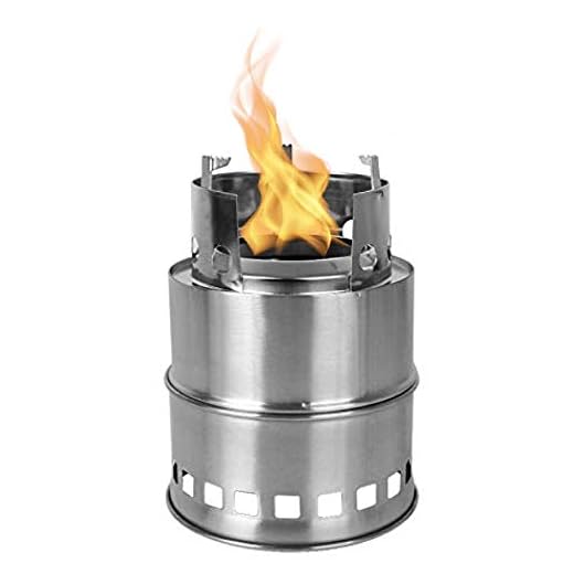 Amazayn Waru Camping Stove, Wood Backpacking Stove, Portable, Stainless Steel, Alcohol Bowl, Compact, Durable & Lightweight for Camping, Hiking, Outdoor Backpacking