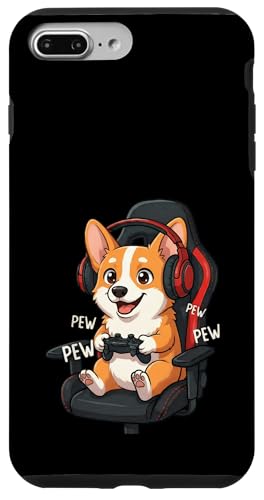 Corgi Gamer Dog �r�f�I�Q�[���v���[���[ �Q�[���X�g���[�}�[ �X�}�z�P�[�X iPhone 7 Plus/8 Plus �p