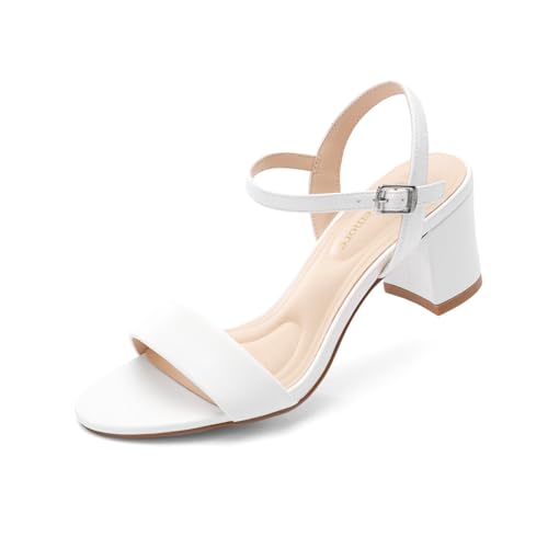 Classic Block Heel Sandals for Women, Comfortable Open Toe Low Chunky Heels [Size Runs Small, 1 Size Up]3