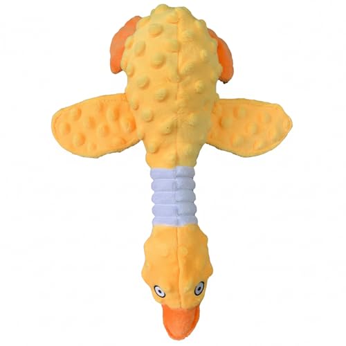 Canard en peluche pour chien résistant et interactif jaune