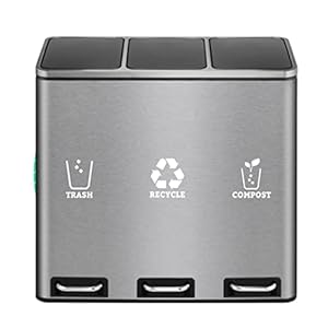 Trash Recycle Compost Stickers Set of 3 Recycle Vinyl Decal Sticker for Trash Can, Compost Bin, Recycle Bin Symbol to Organize Garbage containers or Trash cans (White, 5 Inch)