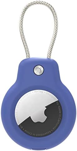 SPGUARD Kompatibel mit Apple AirTag Anhänger Secure Halter mit Kabel, Air Tag Lock Case Schlüsselanhänger Schlüsselring Hülle Gepäckanhänger für Schlüssel, Gepäck & mehr (Blau)