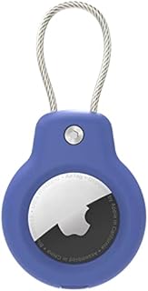 SPGUARD Kompatibel mit Apple AirTag Anhänger Secure Halter mit Kabel, Air Tag Lock Case Schlüsselanhänger Schlüsselring Hülle Gepäckanhänger für Schlüssel, Gepäck & mehr (Blau)