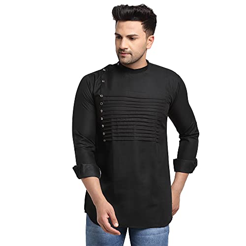 Image of SAIFOO Men's Rich Cotton Blind Short Kurta