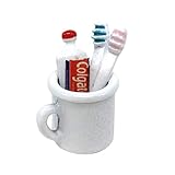 VONGLYHOO wichteltür zubehör wichtel zubehör Puppenhaus Badzubehör Miniatur Zahnbürste Zahnpasta Becher Set Hausmöbel 1/12 Maßstab Kinderspielzeug Simulation Ornament Dekor Spielzeug Für Kinder Weiß