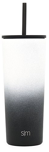 Simple Modern Classic Insulated Tumbler with Straw and Flip or Clear Lid Stainless Steel Water Bottle Iced Coffee Travel Mug Cup, 24oz Lid & Flip, Ombre: Tuxedo