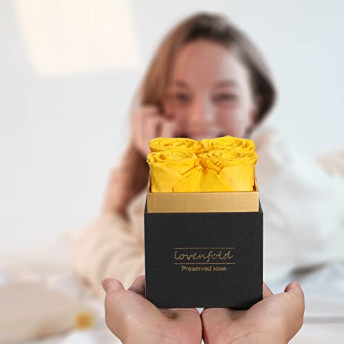 Preserved Roses In A Box 100% Real Rose Flowers Forever Roses That Last A Year, Fresh Flowers For Delivery Prime Birthday Gifts For Women Mom,Valentine’s Day Mothers Day (Yellow Rose) #TOP3