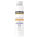 Neutrogena Clear Body SPF 50 Sunscreen Spray, Broad Spectrum UVA/UVB Sun Protection, Water-Resistant, Non-Comedogenic, Lightweight Body Sunscreen with Vitamin E & Niacinamide for Skin Care, 5 oz
