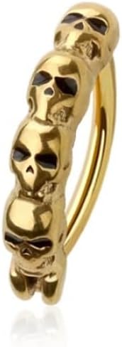 Pierced Owl 14GA 316L Stainless Steel Skull Hinged Curved Belly Ring