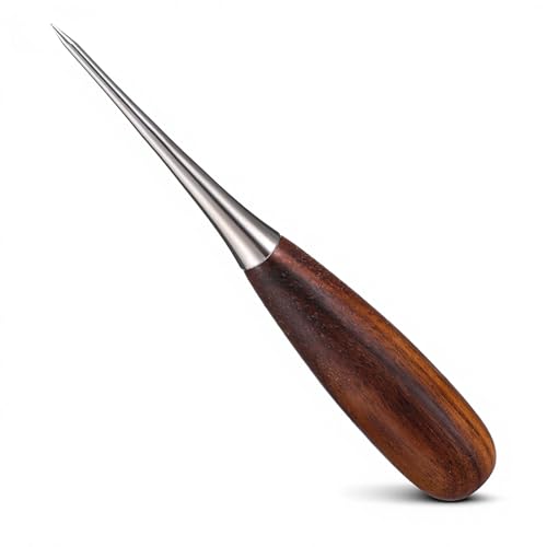 Professional Leather Working Awl Tool Heavy-Duty Scratch Awl for Leather Punching Sewing Woodworking and Bookbinding 4.6 Inch Steel Scribe with Comfortable Walnut Handle for Precision Work