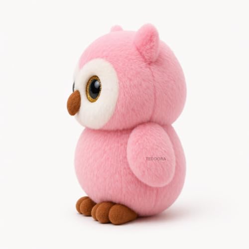 Image of Shiny Owl Soft Toy for Girls Boys Kids,Pink,Owl with Glitter Eyes Animal Plush Stuffed Baby Teddy Gift Birthday, 23 cm