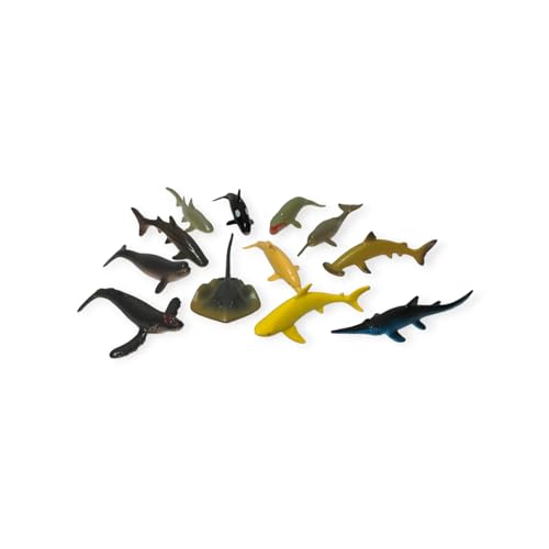 Image of Small Kids Sea & Wild Animal Toys Sets for Fun, Educational, Spark Imagination and Learning (Multi Choice Sets) (Shark Fish) 12pcs