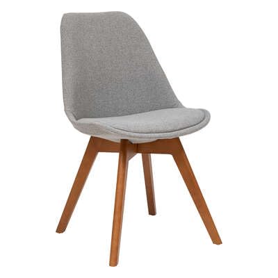 PEGANE Lot de 4 chaises de Table en Tissu Polyester Gris avec Pieds en Bois foncé - Longueur 48 x Profondeur 55.2 x Hauteur 79.5 cm