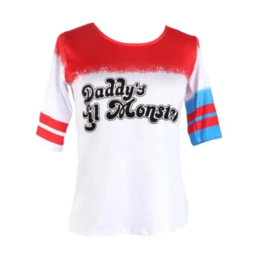 Hamishkane® Halloween Costumes for Women and Kids Fancy Dress Costumes, Red and Blue Shiny Wet Look Cosplay Jackets, Daddys Little Monster T Shirt, Leggings, Knickers, Hotpants, Skater Skirt