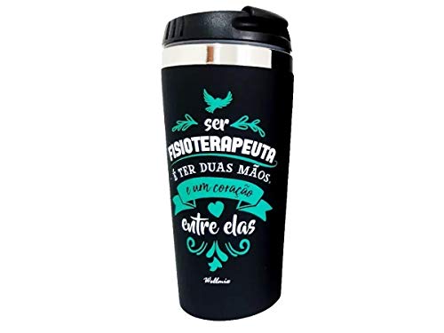 Copo Inox Térmico 450Ml Fisioterapia Preto Fisioterapeuta