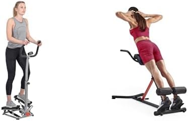 Sunny Health and Fitness Unisex's Station Hyperextension Roman Chair with Dip Station, Black + Twister Stepper Machine, Adjustable Stepper, Stairs Step Exercise W/Handlebars & LCD Monitor