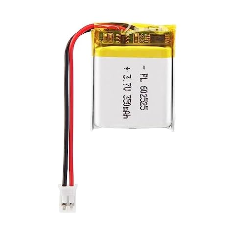 AKZYTUE 3.7V 350mAh 602525 Lipo Battery Rechargeable Lithium Polymer ion Battery Pack with JST Connector Cover