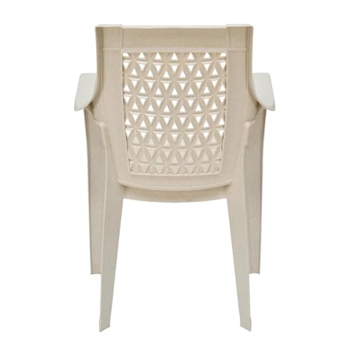 Image of Nilkamal Elevate Plastic Chair with Arm | Set of 4 | Stackable Chair | for Living Room, Bed Room, Kitchen, Balconies, Outdoor | Marble Cream