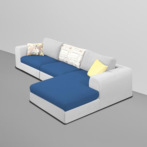 Image of Koza RHS 4 Seater L Shape Sofa Set with Center Table for Living Room (Blue Grey Fabric) Premium Fabric Sofa