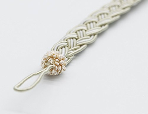 Home Queen Hand Braided Curtain Tie Back, Buckle Holdback Drapery Curtain Tiebacks, 2 Rope Belt Curtain Tie With 2 Metal Hooks, Beige And Silver #TOP6
