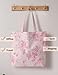 ignytiger Pink Floral Flower Canvas Tote Bags For Women, Pink Reusable Grocery Bags Shopping Bags