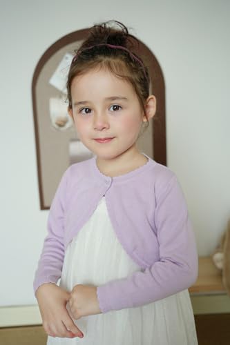 Image of Girls Bolero Cardigan Sweater Toddler Kids Long Sleeve Button Knit Shrug Cropped Cover Up Jacket Tops