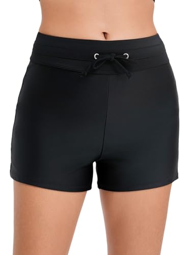 sand's coast Women Tummy Control Swim Shorts Drawstring High Waisted Bathing Suit Bottoms Swimming Board Shorts with Liner3